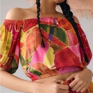 NWT•FARM Rio top•Colorful Off-Shoulder Versatile Blouse Top